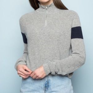 Brandy Melville Casey Wool Cashmere Blend Cropped Oversized 1/4 Zip Sweater, M
